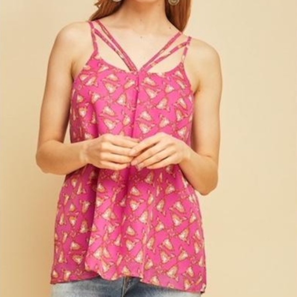 entro Tops - COPY - Entro strappy chiffon tank birds chickens sz lg